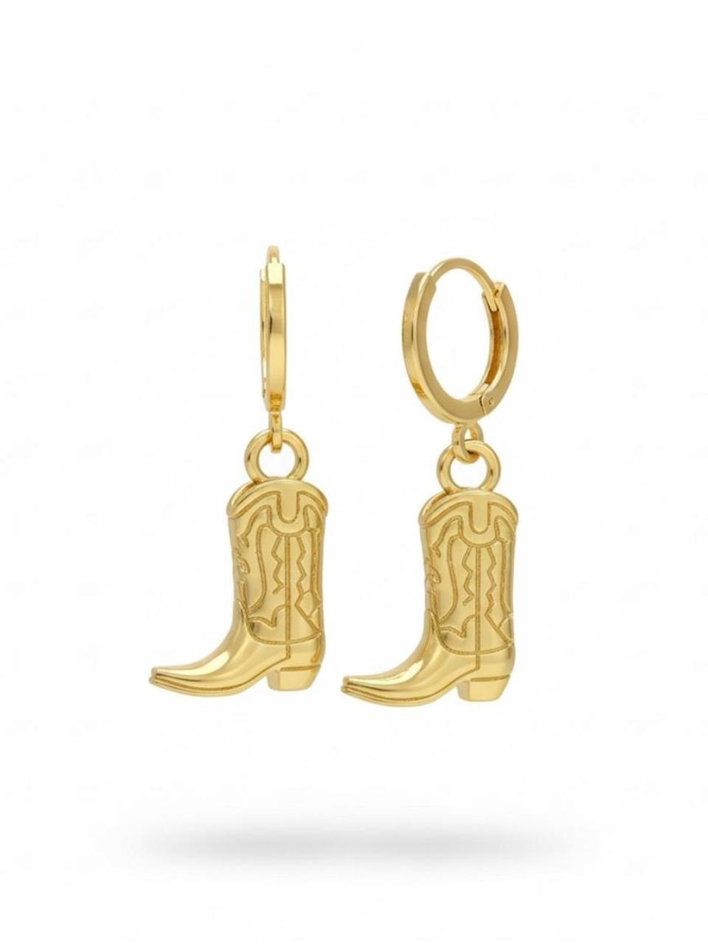 Gold Cowboy Boot Charm Hoop Earrings - Women Jewelry